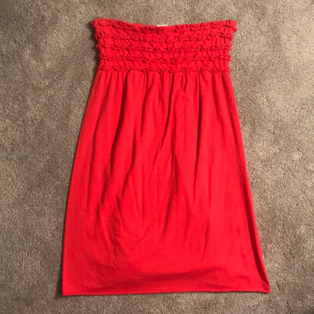 Coral strapless cover up